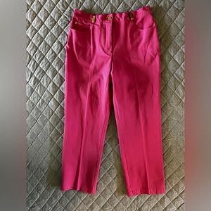 ST JOHN Collection Sz 8 Pink High Waisted Stretch Cropped Denim Jeans Orig$595